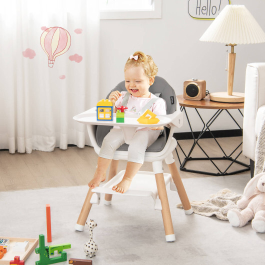 6-in-1 Baby High Chair with Removable Dishwasher and Safe Tray-White - Color: White - Image 3