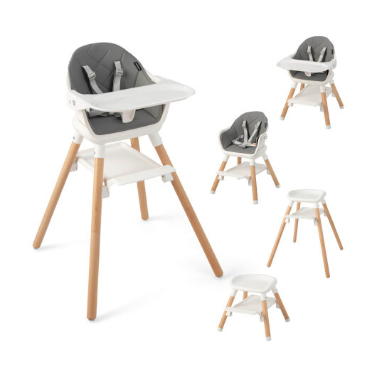6-in-1 Baby High Chair with Removable Dishwasher and Safe Tray-White - Color: White - Image 4