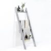 4-Tier Wall Leaning Ladder Shelf Stand-Gray - Color: Gray