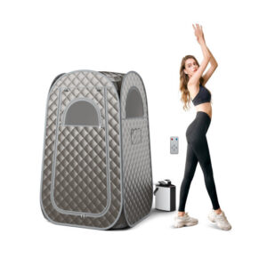 Full-Body Personal Sauna Tent with 1000W 3L Steam Generator for Home Spa Relaxation-Gray - Color: Gray