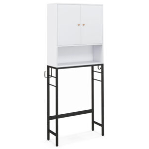 Over The Toilet Storage Cabinet with 2 Doors and Adjustable Shelf-White - Color: White