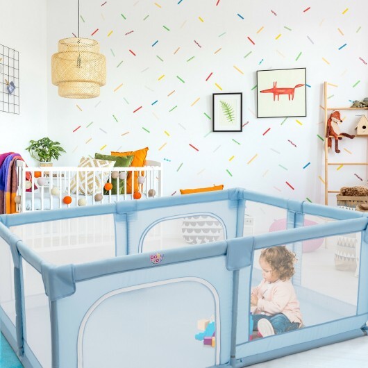 Baby Playpen Extra Large Kids Activity Center Safety Play-Blue - Color: Blue - Image 3