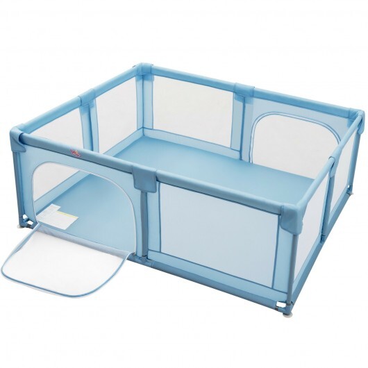 Baby Playpen Extra Large Kids Activity Center Safety Play-Blue - Color: Blue - Image 4