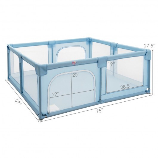 Baby Playpen Extra Large Kids Activity Center Safety Play-Blue - Color: Blue - Image 5