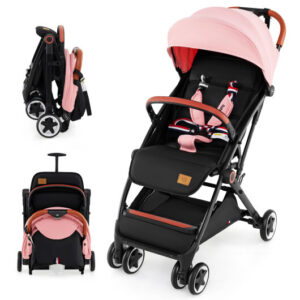 Lightweight Aluminium Frame Baby Stroller with Net-Pink - Color: Pink