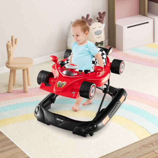 Convertible Baby Walker with 3 Adjustable Height Settings-Red - Color: Red - Image 2