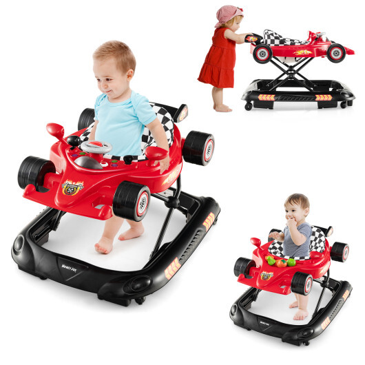 Convertible Baby Walker with 3 Adjustable Height Settings-Red - Color: Red - Image 3