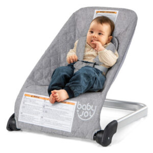 Baby Bouncer Seat with Aluminum and Metal Frame-Light Gray - Color: Light Gray