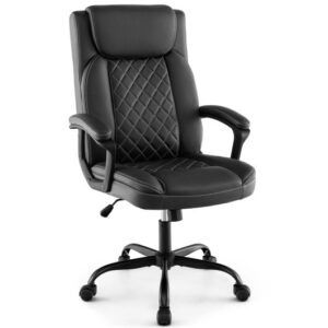 High Back Ergonomic Executive Chair with Thick Headrest Cushion-Black - Color: Black