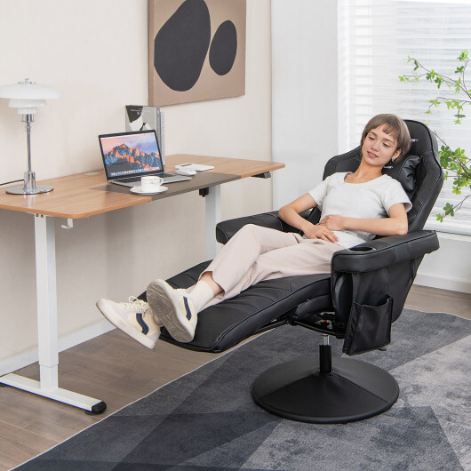 Massage Video Gaming Recliner Chair with Adjustable Height-Black - Color: Black - Image 3