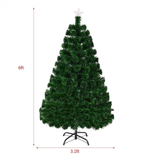 5/6/7 Feet Multicolor Artificial Christmas Tree with LED Light and Metal Stand-6' - Color: Green - Size: 6 ft - Image 4