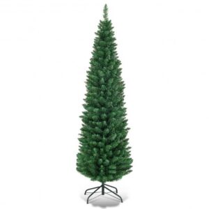 PVC Artificial Slim Pencil Christmas Tree-6 Feet - Color: Green - Size: 6 ft