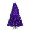 Black Artificial Christmas Halloween Tree with Purple LED Lights-7' - Color: Black - Size: 7 ft