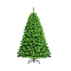 Snow Flocked Artificial Christmas Tree with Metal Stand-7.5 ft - Color: Green - Size: 7.5 ft