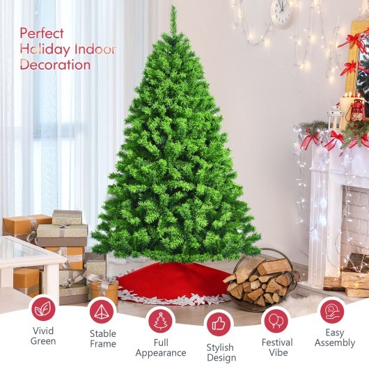 Snow Flocked Artificial Christmas Tree with Metal Stand-7.5 ft - Color: Green - Size: 7.5 ft - Image 3