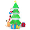 7 Feet Inflatable Christmas Tree with Santa Claus and Dog - Color: Green