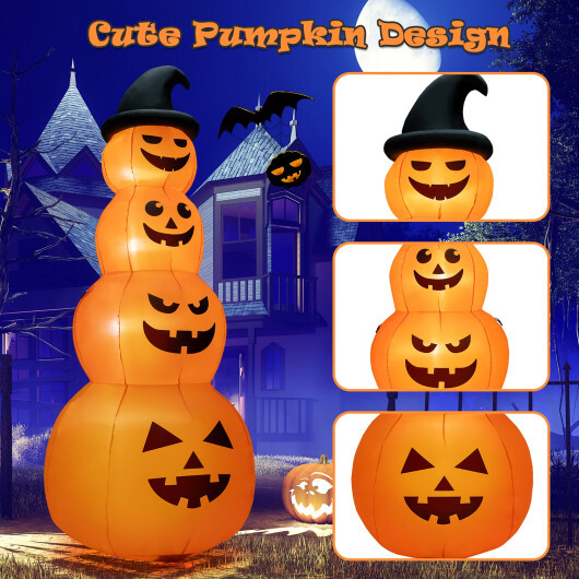 8 Feet Inflatable Halloween Pumpkins Stack with Built-in LED Lights - Color: Orange - Image 5