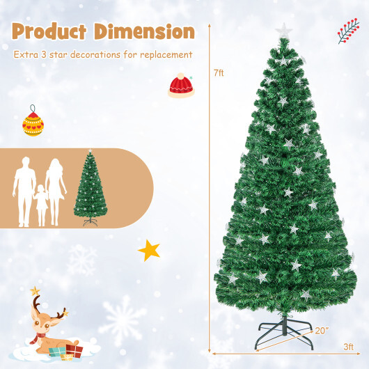 Prelit Fiber Optic Christmas Tree with Warm White Lights-7 ft - Color: Green - Size: 7 ft - Image 5