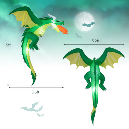 5 Feet Hanging Halloween Inflatable Dragon - Size: 5 ft - Image 4