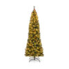 5/6/7/8/9 FT Pre-Lit Artificial Hinged Slim Pencil Christmas Tree-8 ft - Color: Green - Size: 8 ft