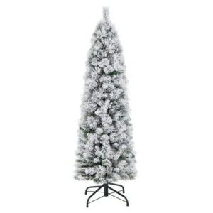 4.5/6/7 Feet Christmas Tree with 258 Branch Tips and 100 Incandescent Lights-Flocked and Slim-4.5 ft - Size: 4.5 ft