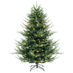 6 FT Pre-Lit Artificial Hinged Xmas Tree with 778 PVC and PE Branch Tips-M - Color: Green - Size: M
