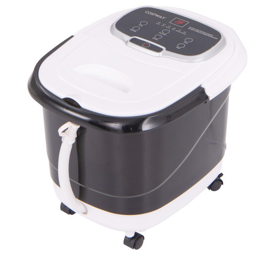 Portable All-In-One Heated Foot Spa Bath Motorized Massager-Black - Color: Black