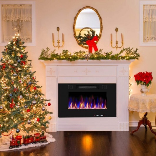 30-Inch Recessed Ultra Thin Electric Fireplace Heater with Glass Appearance - Color: Black - Size: 30 inches - Image 2