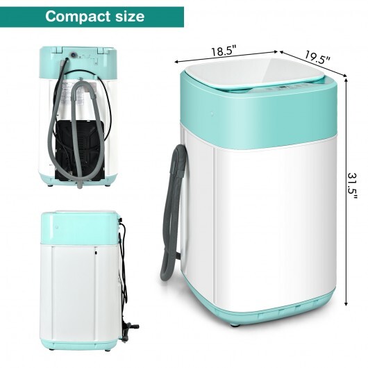 8lbs Portable Fully Automatic Washing Machine with Drain Pump-Green - Color: Green - Image 4