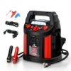 Jump Starter Air Compressor Power Bank Charger with LED Light and DC Outlet - Color: Black & Red
