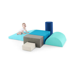 6 Pieces Foam Climbing Blocks Indoor Climb and Crawl Activity Playset with Rectangles-Navy - Color: Navy