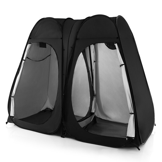 Oversized Pop Up Shower Tent with Window Floor and Storage Pocket-Black - Color: Black - Image 2