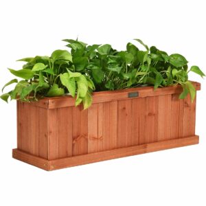 Wooden Decorative Planter Box for Garden Yard and Window - Color: Brown