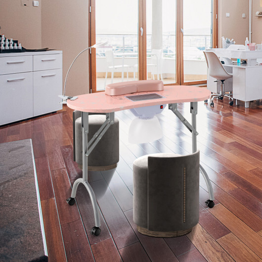 Manicure Nail Table with Bendable USB-plug LED Table Lamp-Pink - Color: Pink - Image 2