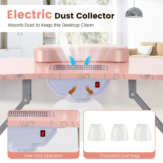Manicure Nail Table with Bendable USB-plug LED Table Lamp-Pink - Color: Pink - Image 5