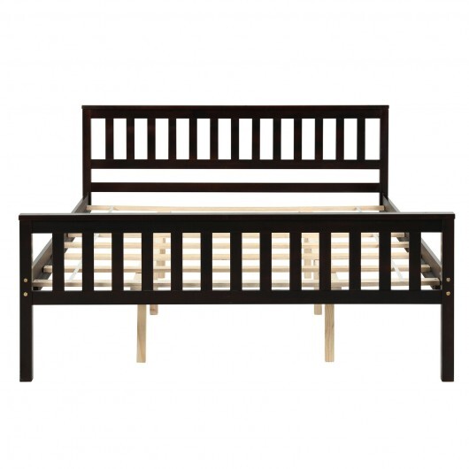 Queen Wood Platform Bed with Headboard - Color: Espresso - Size: Queen Size - Image 3
