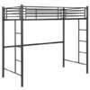 Twin Loft Bed Frame with 2 Ladders Full-length Guardrail -Black - Color: Black - Size: Twin Size