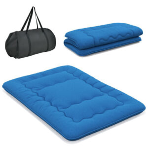 Foldable Futon Mattress with Washable Cover and Carry Bag for Camping Blue-Full Size - Color: Blue - Size: Full Size