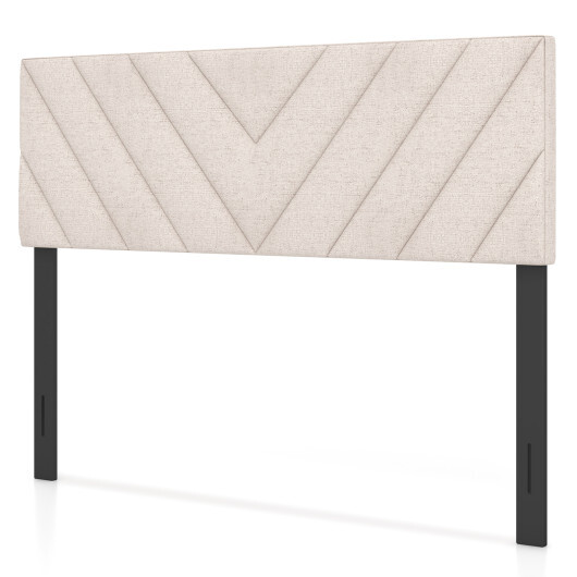 Linen Upholstered Headboard for Full and Queen Size Bed Frames-Beige - Color: Beige