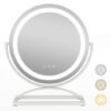 16 Inch Round Makeup Vanity Mirror with 3 Color Dimmable LED Lighting-White - Color: White