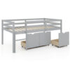 Twin Size Low Loft Bed with 3 Drawers with Ladder and Full-length Guardrails-Gray - Color: Gray