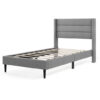 Linen Upholstered Platform Twin/Queen Bed Frame with Wingback Headboard-Twin Size - Color: Gray - Size: Twin Size