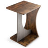 2-Tier Compact C-shape Sofa Side Table-Rustic Brown - Color: Rustic Brown