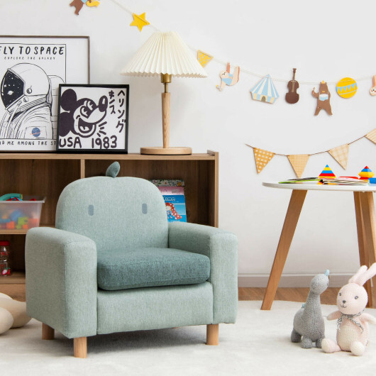 Kids Sofa with Armrest and Thick Cushion-Green - Color: Green - Image 2