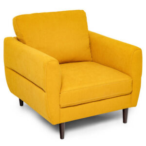 Modern Upholstered Accent Chair Single Sofa Armchair-Yellow - Color: Yellow