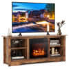 58 Inches TV Stand  for Flat Screen TVs Up to 65 Inches with 18 Inches Electric Fireplace Heater - Color: Rustic Brown