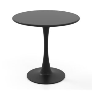31.5 Inch Round Dining Table with Anti-Slip PP Ring-Black - Color: Black