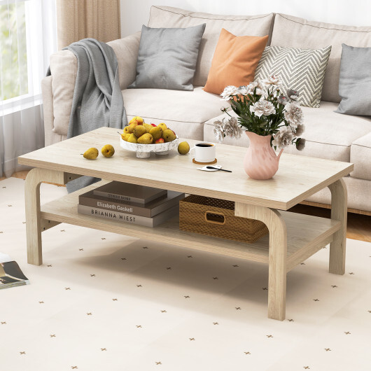 47 Inches Accent Rectangular Coffee Table for Living Room-Natural - Color: Natural - Image 3