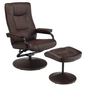 Swivel Lounge Chair Recliner with Ottoman-Brown - Color: Brown