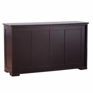 Kitchen Storage Cabinet with Wood Sliding Door-Brown - Color: Brown